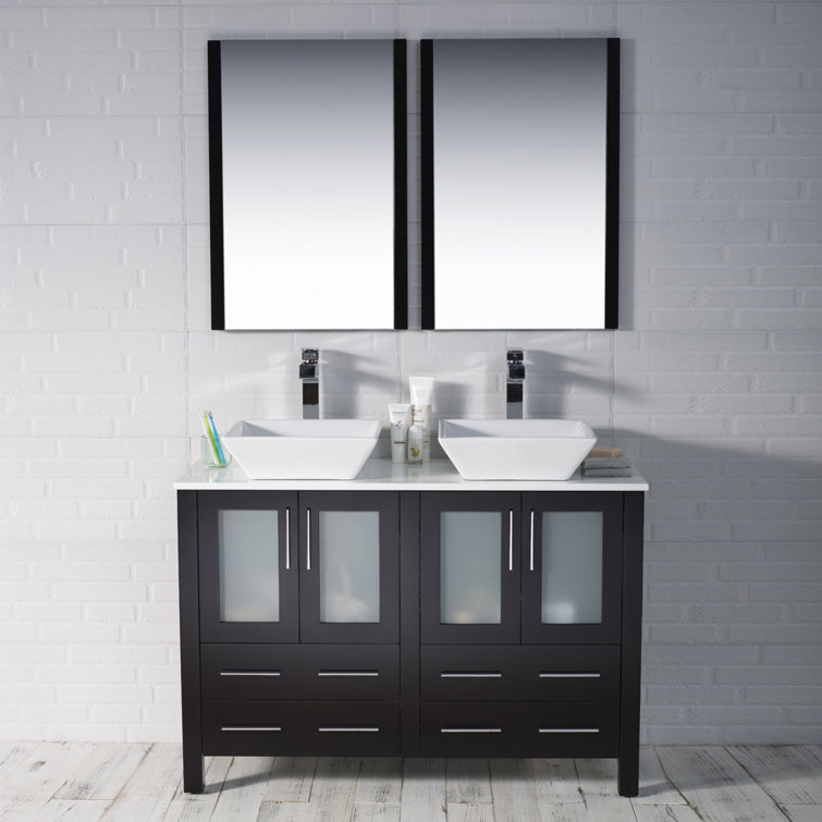 Orren Ellis Mance 48" Double Bathroom Vanity Set with Mirror Wayfair